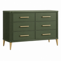 Cómoda 140 x 45 x 85 cm de madera verde con 6 cajones estilo moderno