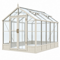 Invernadero 300 x 240 x 280 cm de metal blanco con paneles transparentes y ventilación para jardín