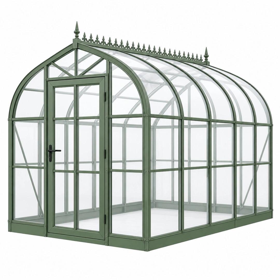 Invernadero 250 x 190 x 240 cm de metal y paneles transparentes verde - estilo victoriano para jardín
