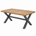 Mesa de comedor exterior 200 x 100 x 75 cm madera natural y metal negro estilo industrial