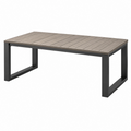Mesa de jardín 180 x 90 x 75 cm - tablero efecto madera y estructura de acero negra