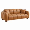 Sofá de 3 plazas 220 cm tapizado efecto piel color camel - estilo contemporáneo