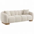 Sofá de 3 plazas 220 x 95 x 78 cm de tela bouclé beige con patas de madera - estilo curvo