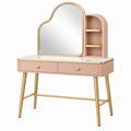 Tocador 100 x 45 x 140 cm de madera rosa con espejo y cajones