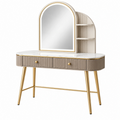 Tocador 100 x 45 x 145 cm con espejo de vidrio beige y dorado estilo moderno con cajones